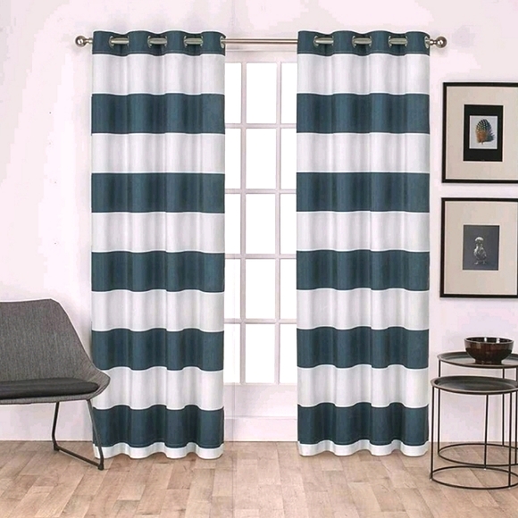 Stripe Navy and white curtains - Picture 1 of 5